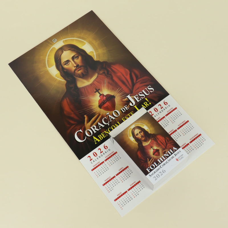 Calendário - Sagrado Coração De Jesus 2026 Com Bloco Diário de Reflexões e Orações Folhinha